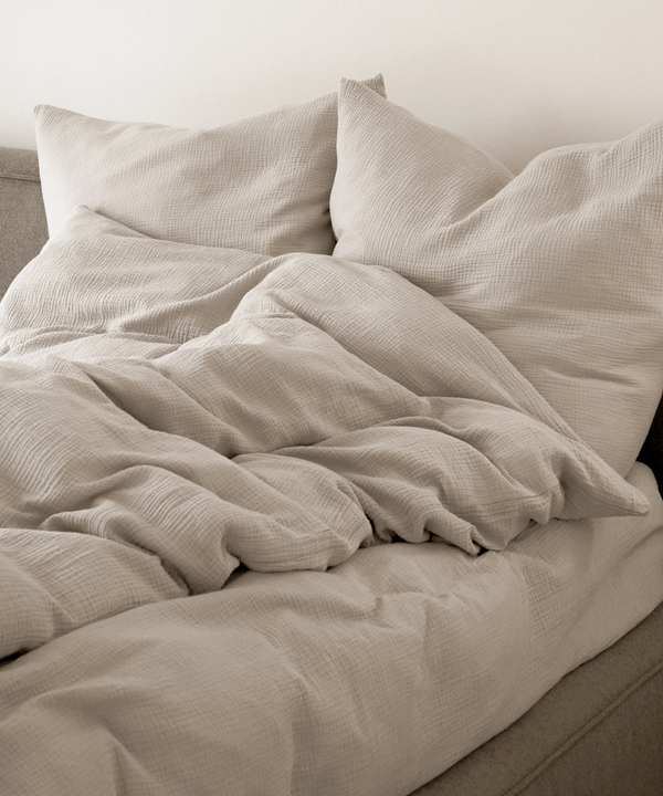 Beige muslin single bed linen | Haven