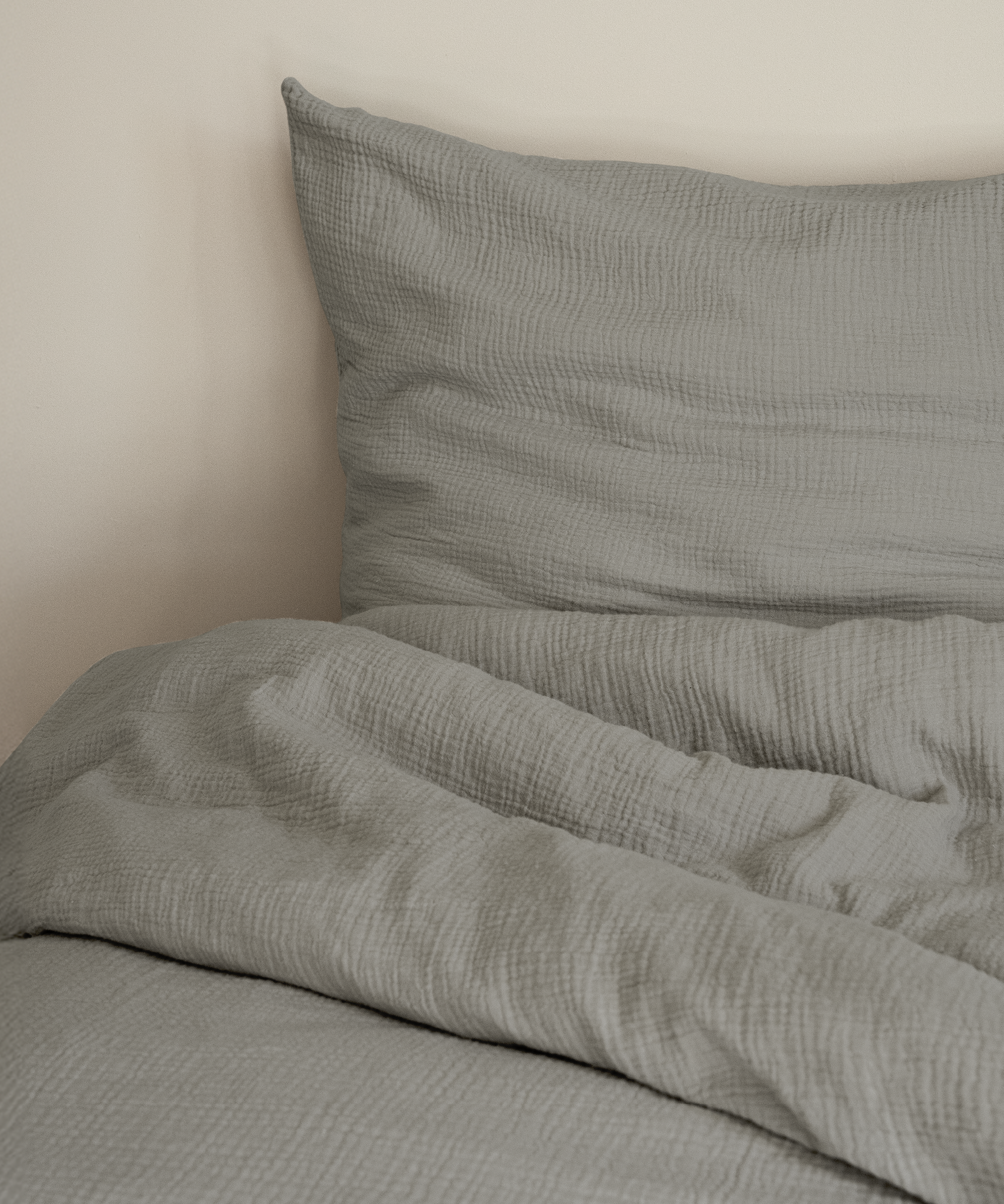 Light grey muslin single bed linen | Haven