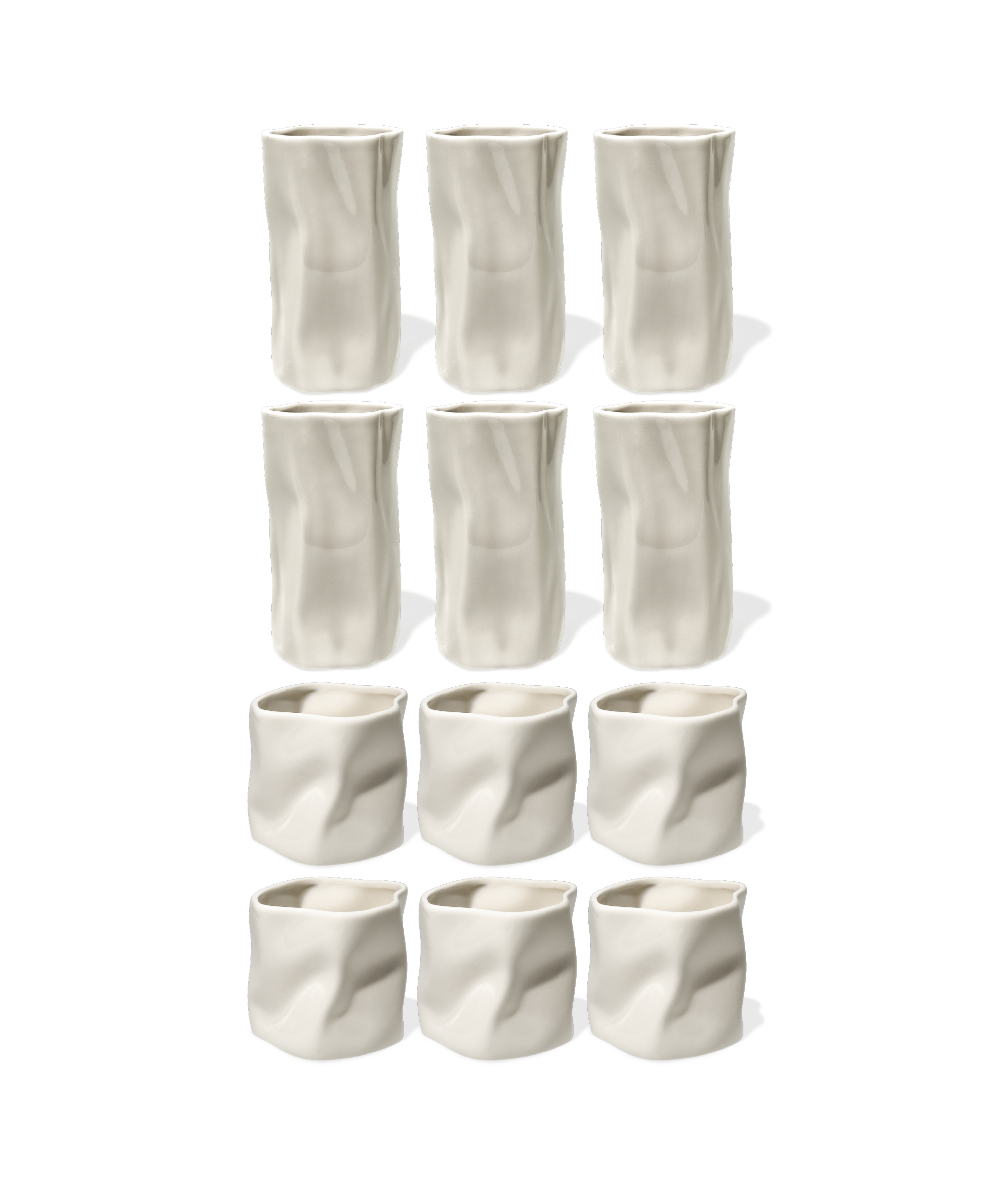 Set of small & large ceramic mugs cream white | Alaska