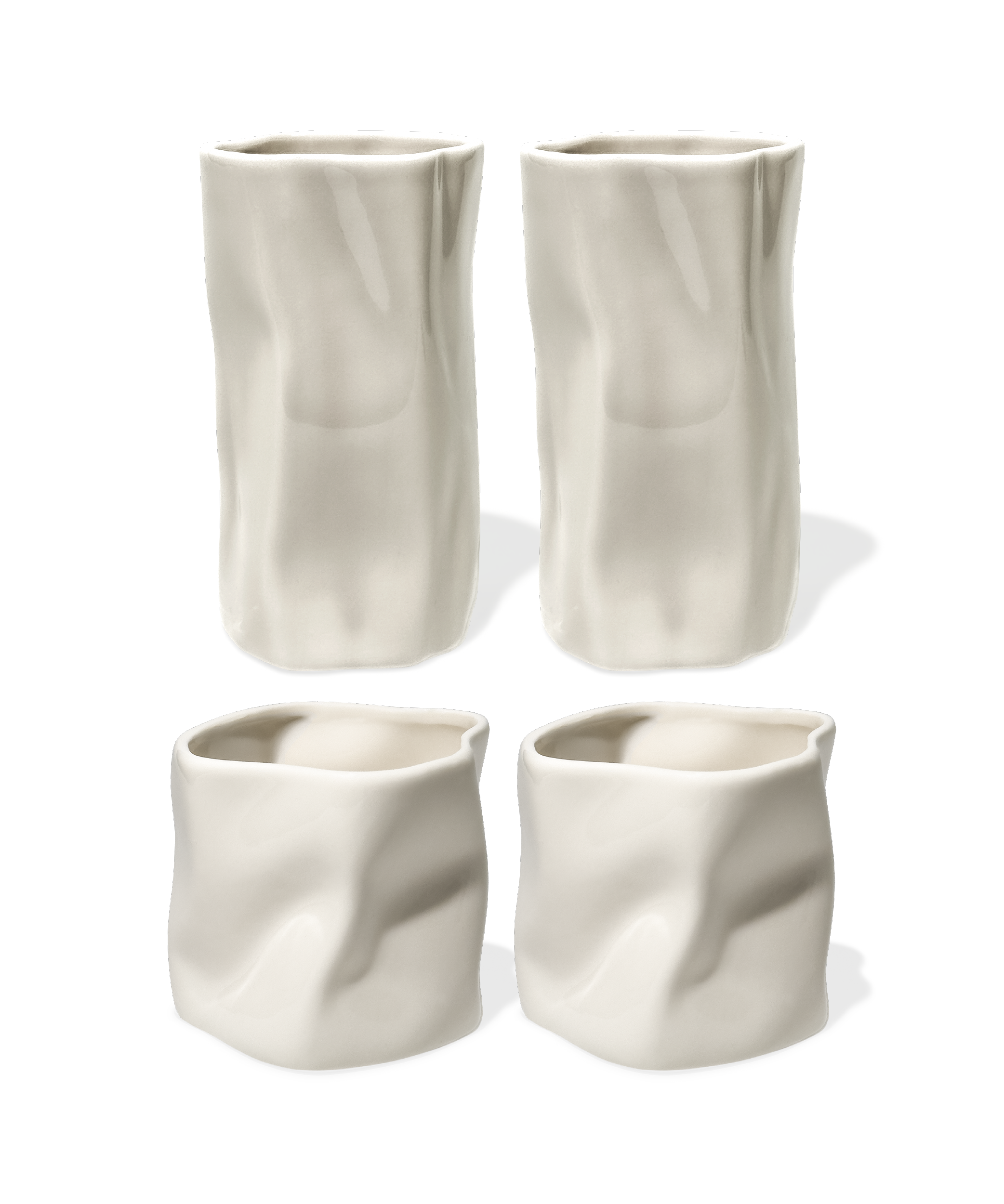 Set of small & large ceramic mugs cream white | Alaska