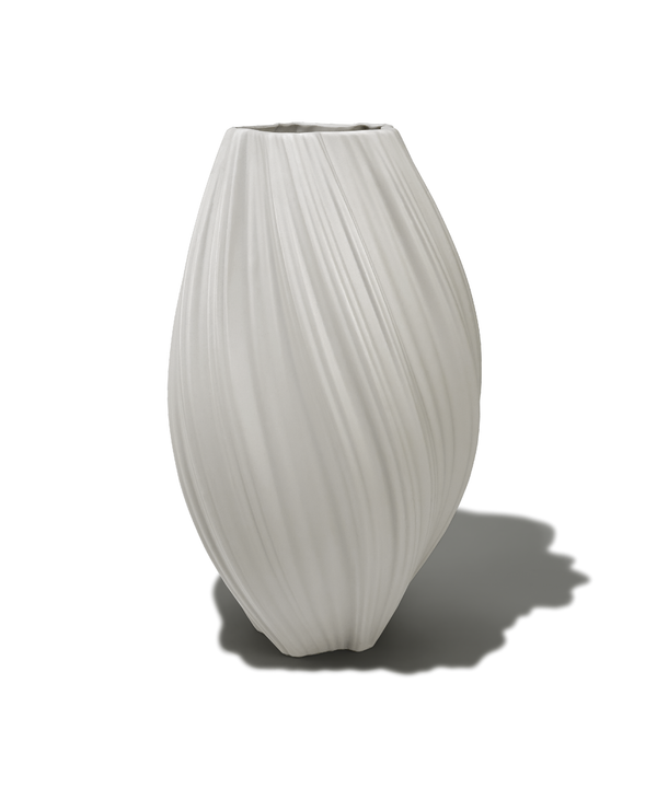Oblong ceramic vase in beige | Flora