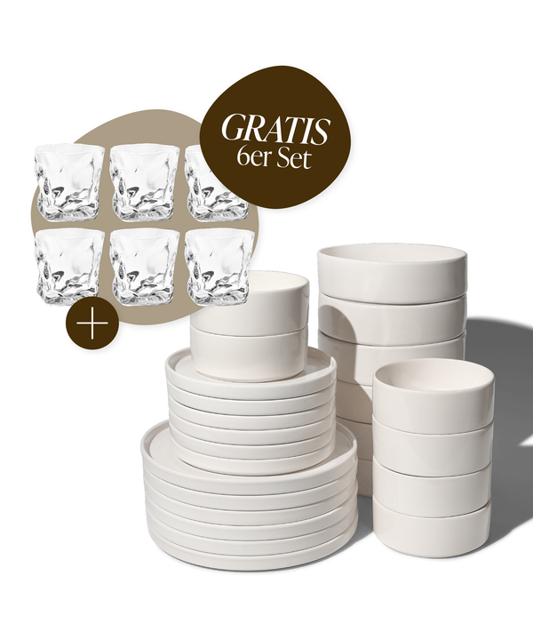 24-teiliges Geschirrset + GRATIS 6er Set Alaska Gläser