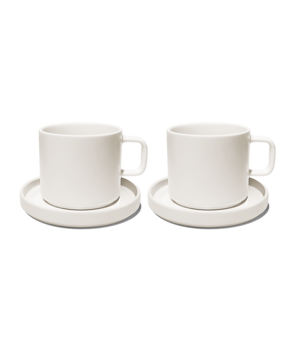 Cup with saucer in cream white glossy | Nia
