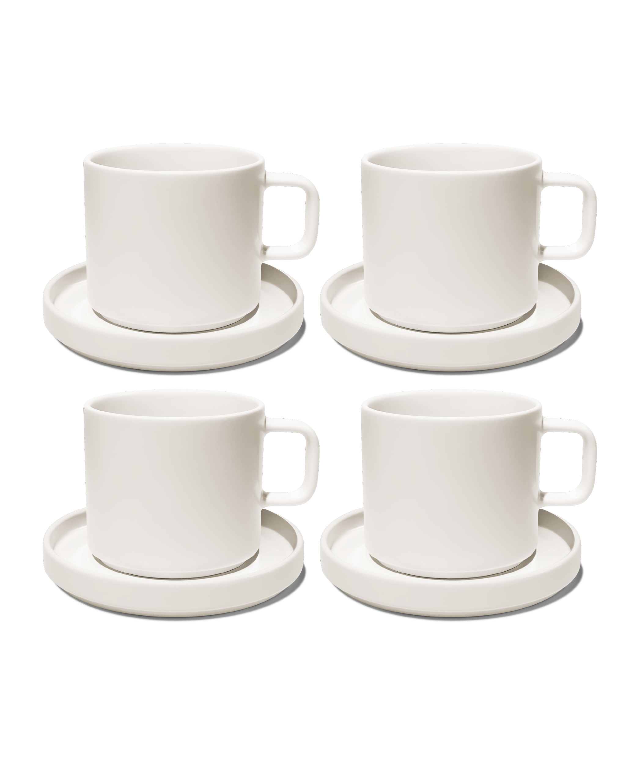 Cup with saucer in cream white glossy | Nia
