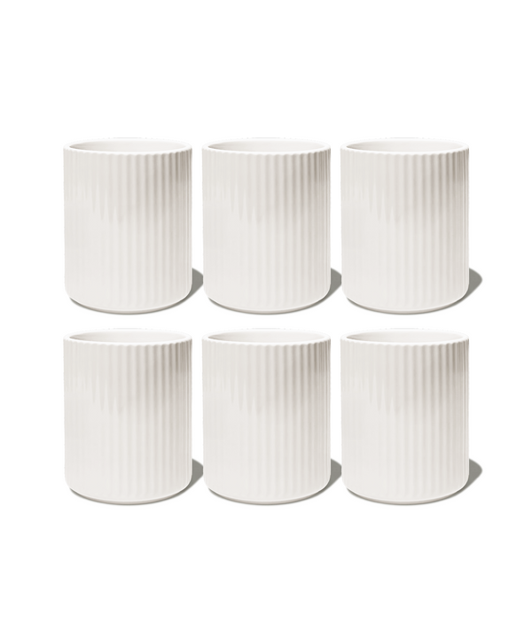 Cup without handle in cream white grooved | Nia