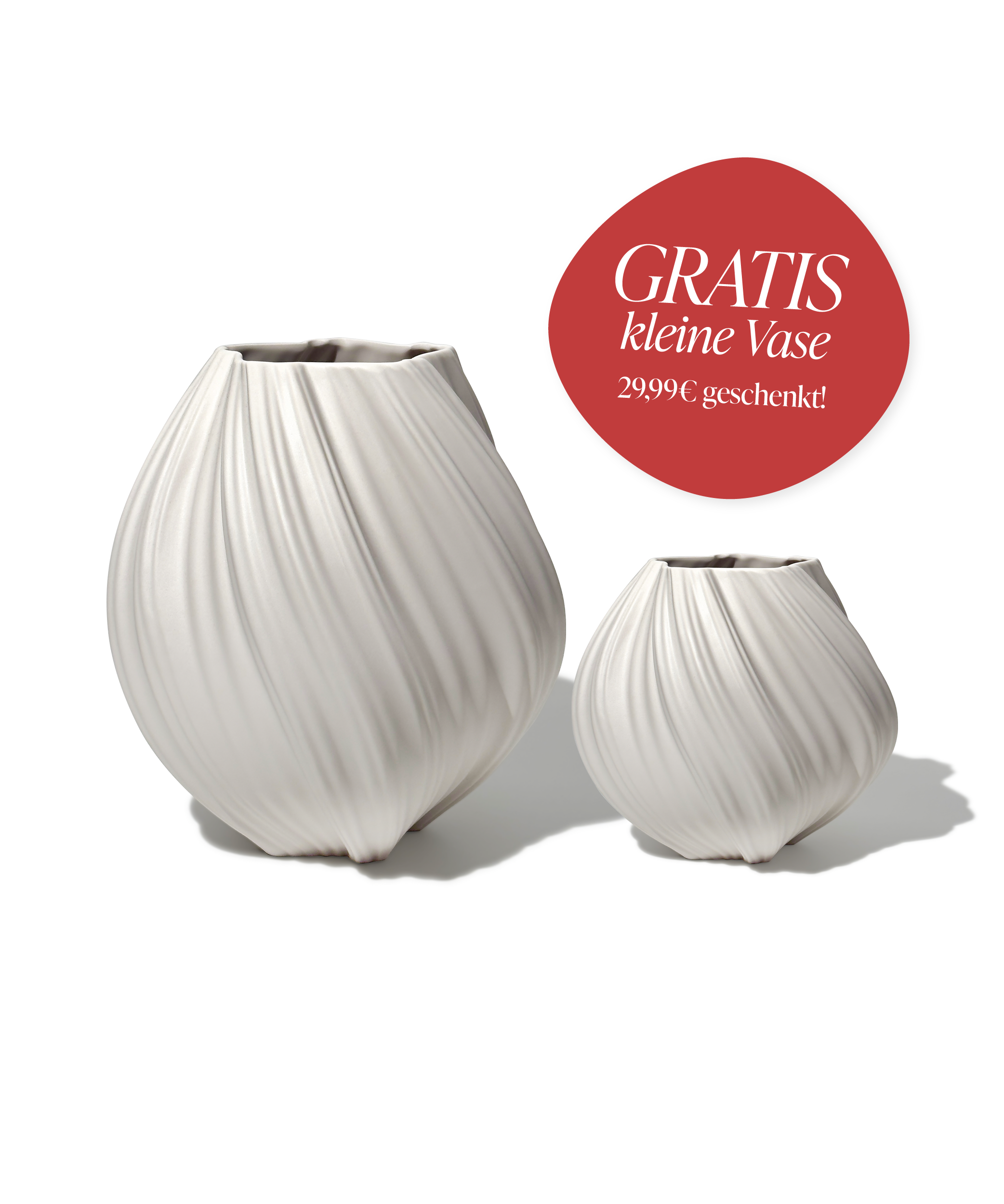 Vasen-Duo | Flora – große + kleine Keramik Vase Cremeweiß
