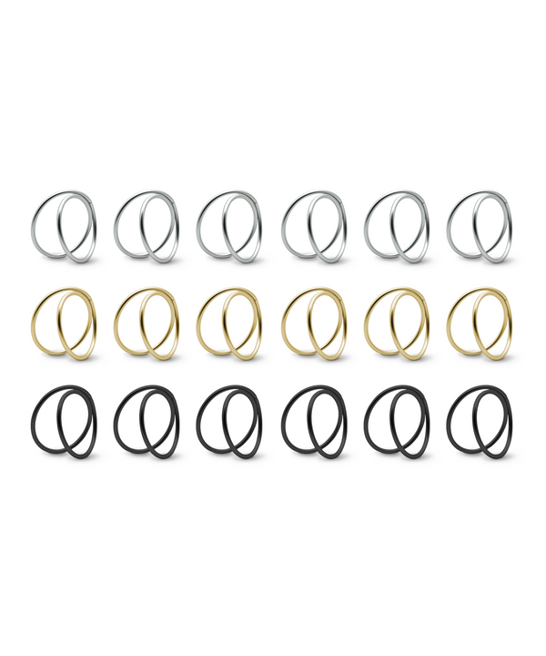 Napkin rings gold, silver & black in a set of 3 x 6 | Rina
