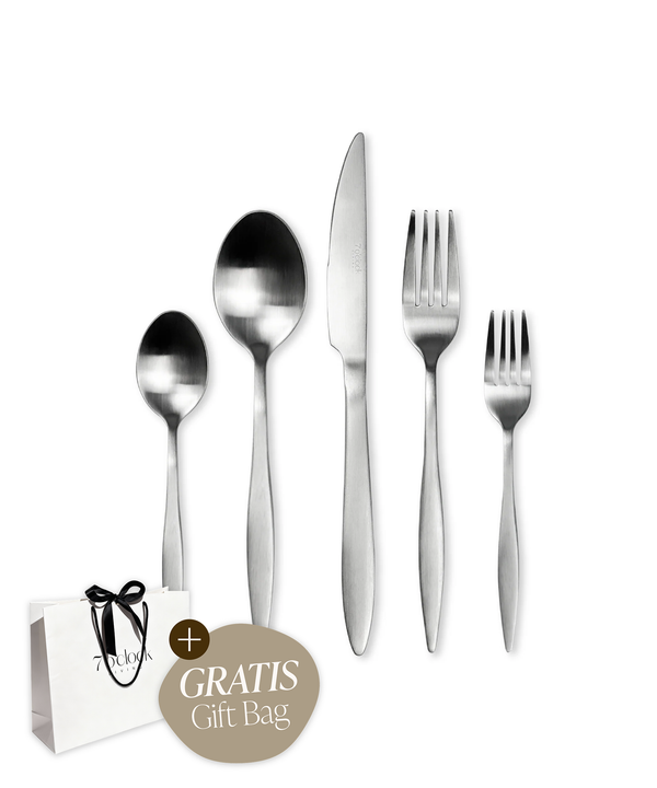 Cutlery set silver matt brushed | Tava