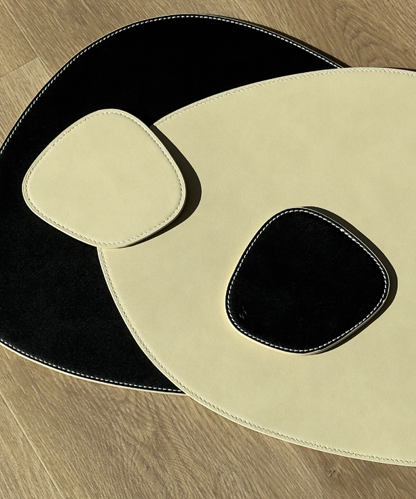 Glass coasters black/beige | Jade