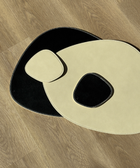 Plate and glass coasters black/beige | Jade