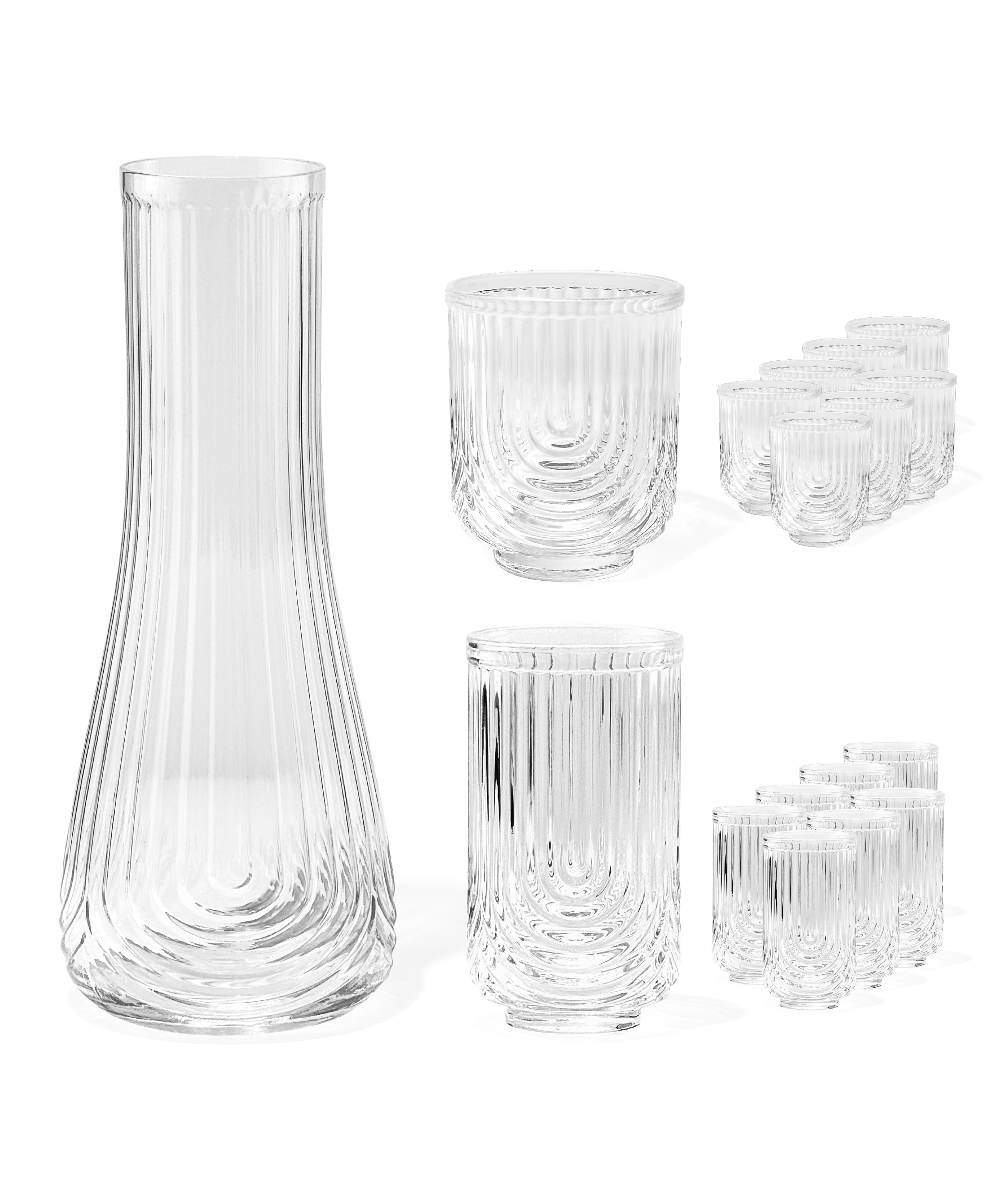 Kleines & großes Bogen-Design-Glas mit Karaffe | Rom