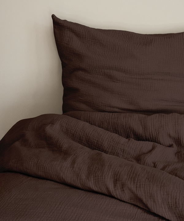 Dark brown muslin single bed linen | Haven