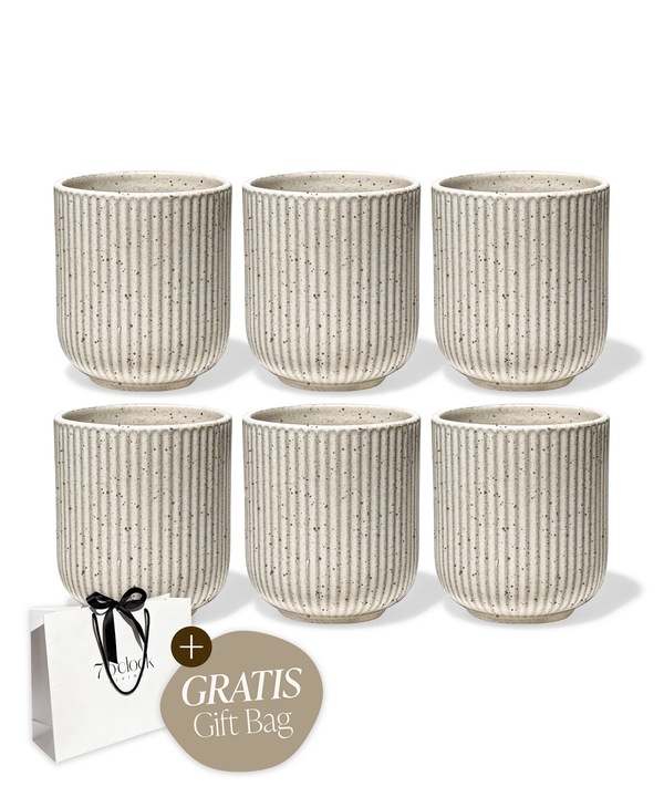 Ceramic mug in ribbed design beige | Paris