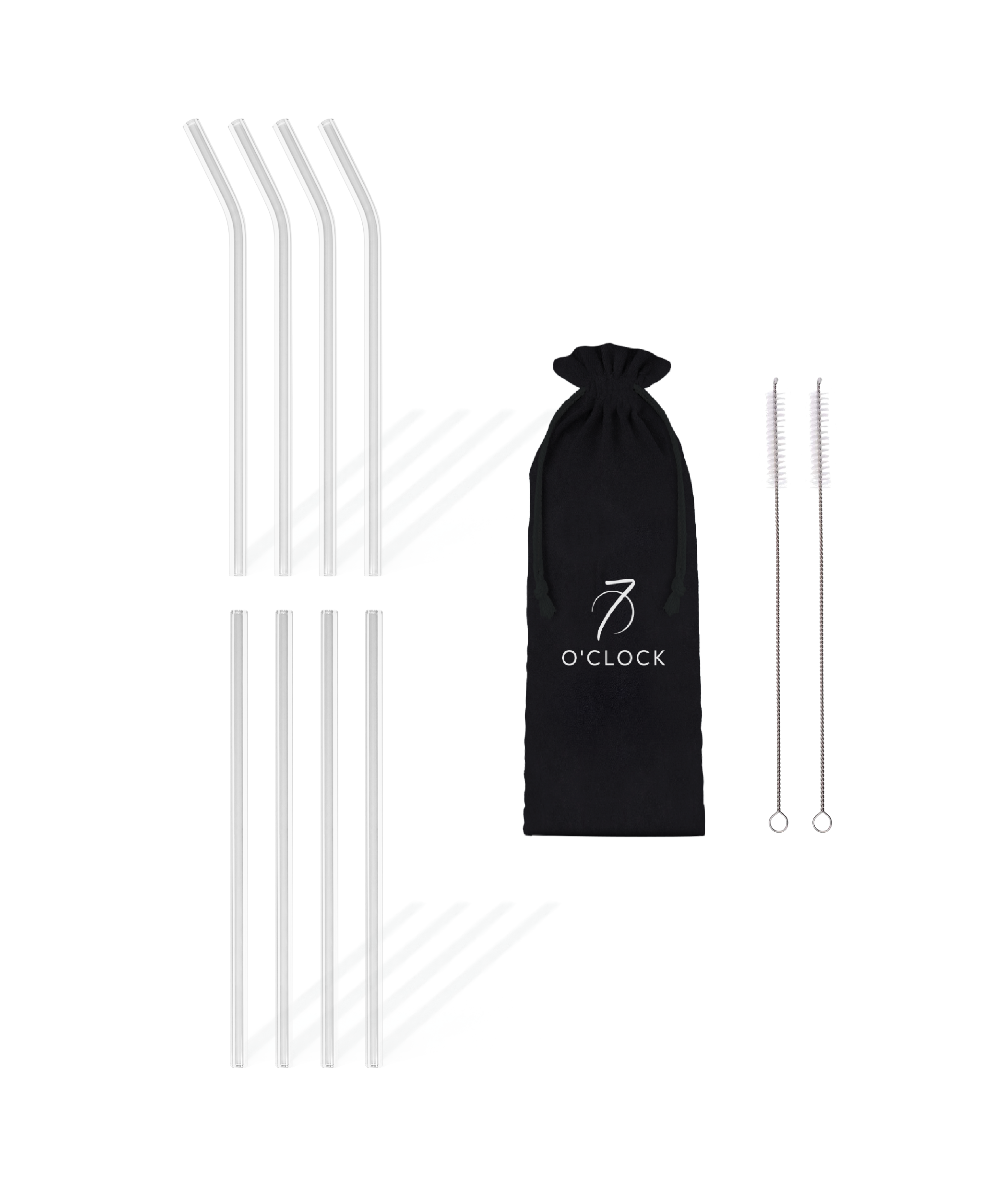 Set of 8 reusable long glass straws (20cm) | Aris