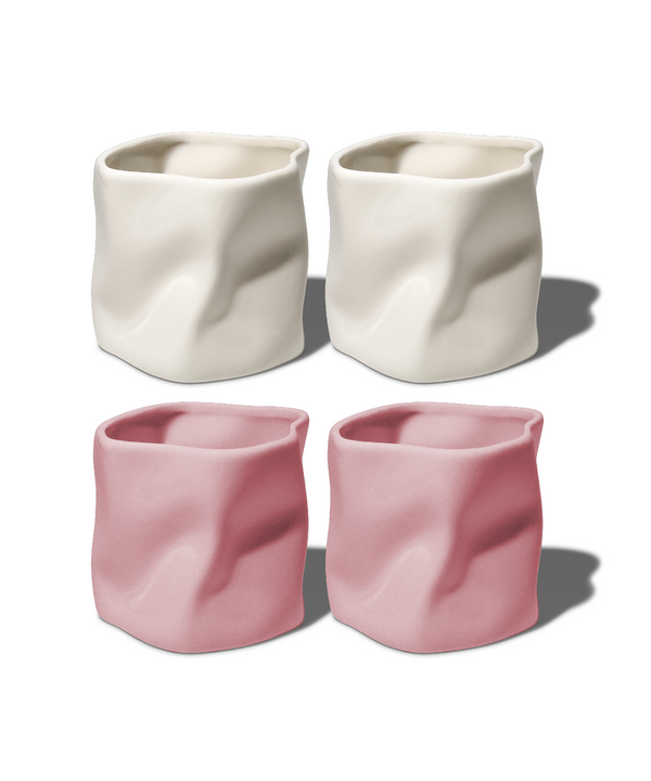Ceramic Mug Set Cream White & Pink | Alaska