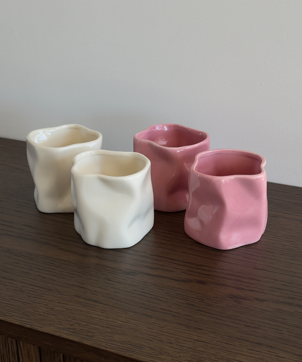 Ceramic Mug Set Cream White & Pink | Alaska