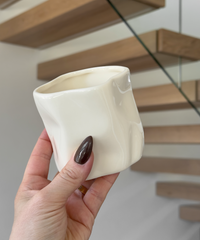 Set of small & large ceramic mugs cream white | Alaska