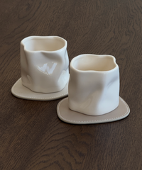 Set of small & large ceramic mugs cream white | Alaska