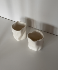 Set of small & large ceramic mugs cream white | Alaska