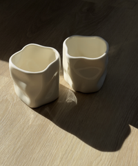 Set of small & large ceramic mugs cream white | Alaska
