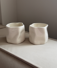 Set of small & large ceramic mugs cream white | Alaska