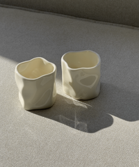 Set of small & large ceramic mugs cream white | Alaska