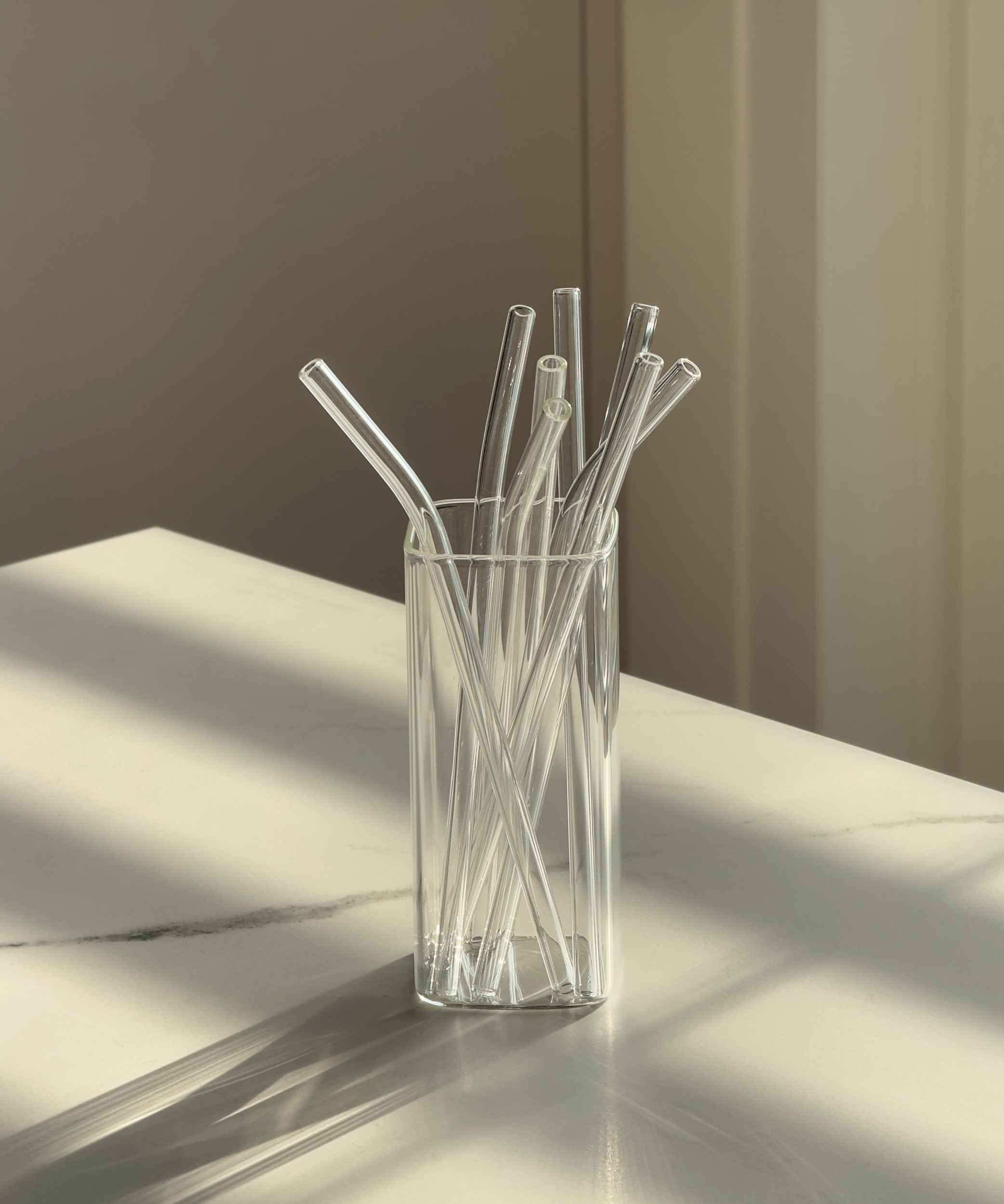 Set of 8 reusable long glass straws (20cm) | Aris