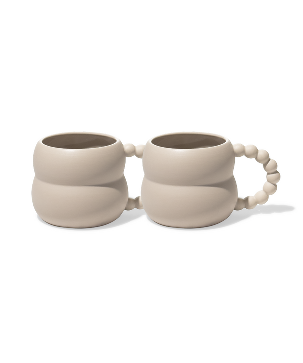 Ceramic mug with pearl handle beige | Chloé