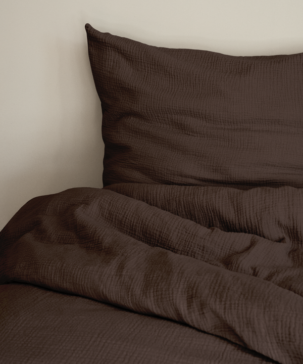 Dark brown muslin single bed linen | Haven