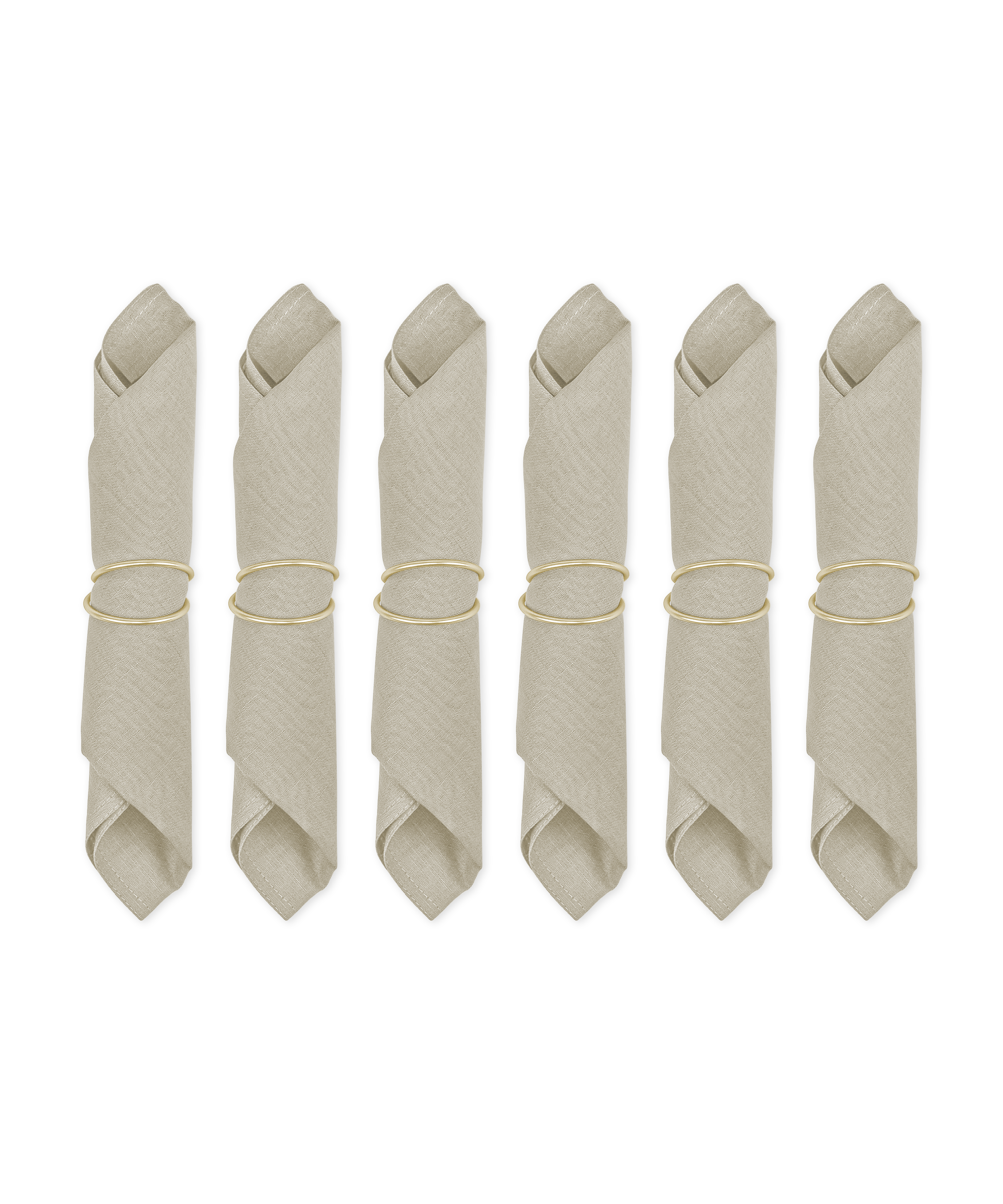 Beige napkins with napkin ring, set of 6 | Kyla & Rina