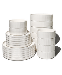 Crockery set cream white grooved | Nia