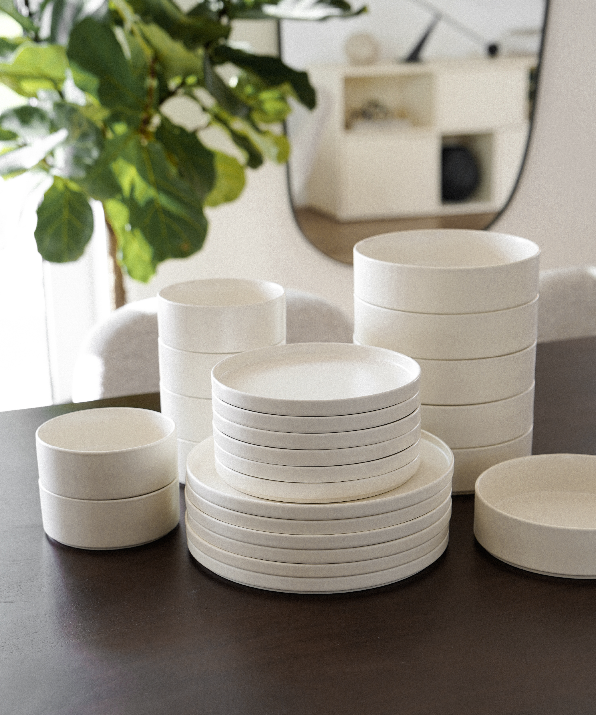 Crockery set matt cream white | Nia