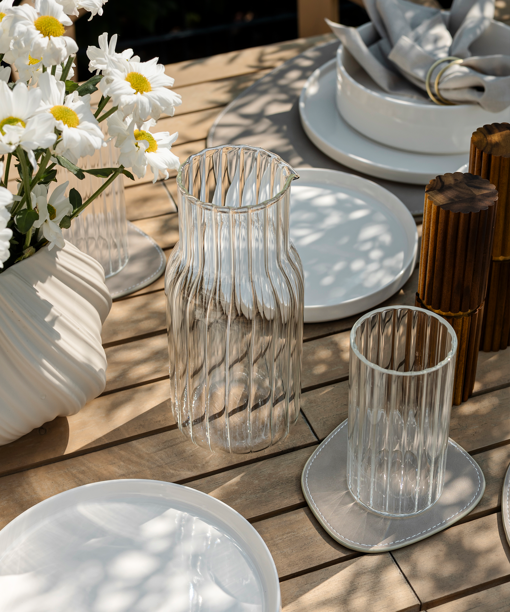 Water carafe & glass set striped design | Norway