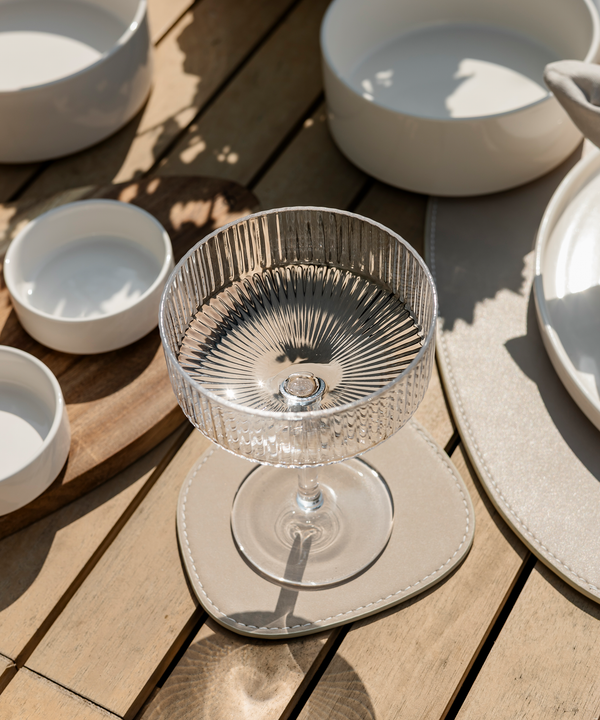 Glass coaster taupe/cream | jade