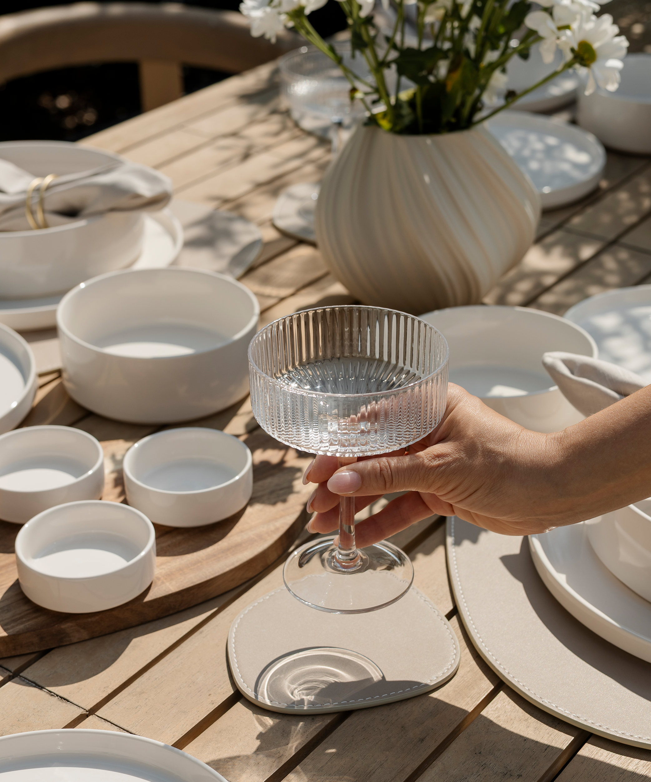 Glass coaster taupe/cream | jade