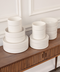 24-piece tableware set in cream white