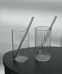 Black glass straws set of 8 | Aris