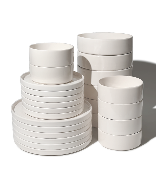 24-piece tableware set in cream white