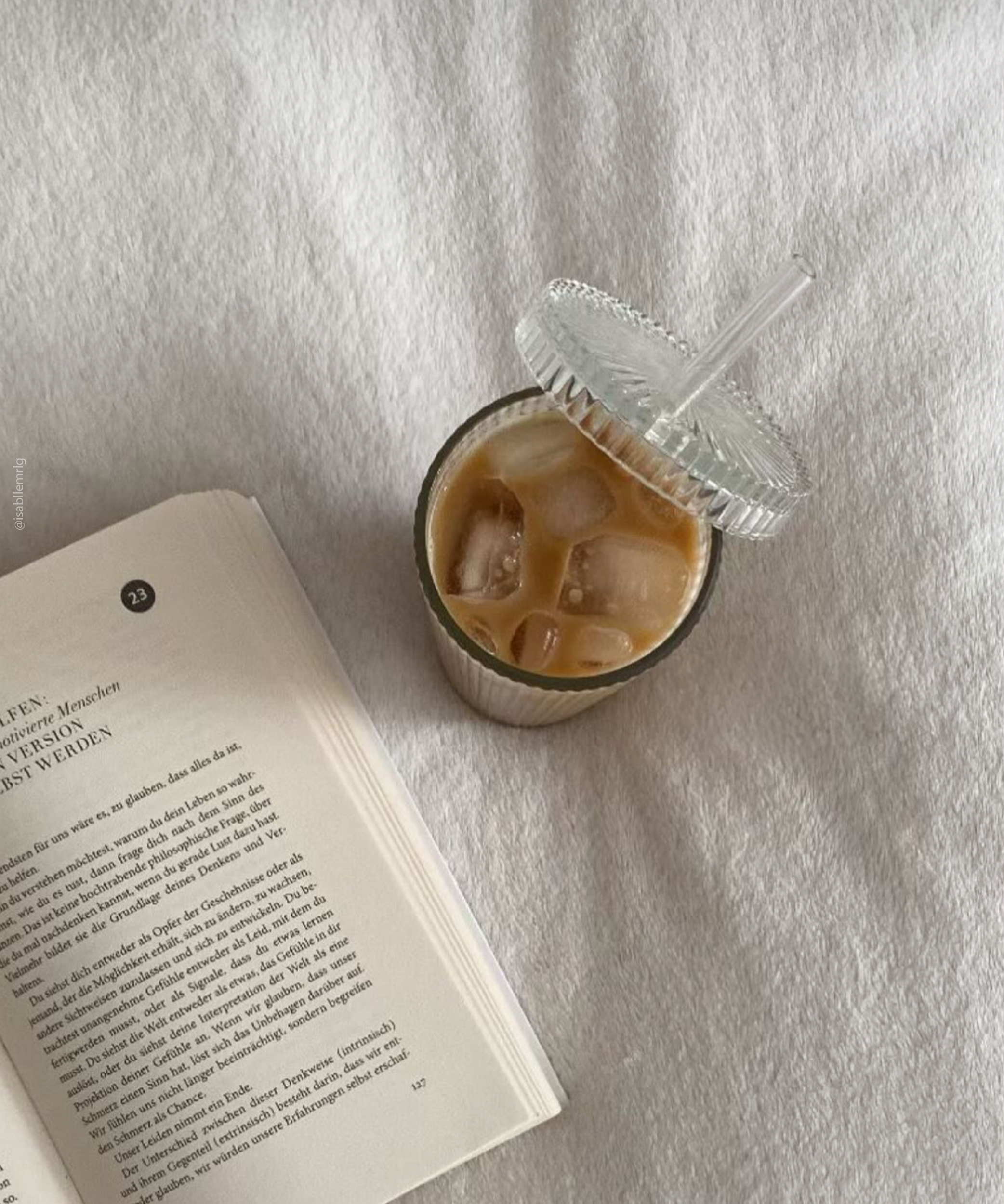 Ribbed glass with glass lid & glass straw | Paris