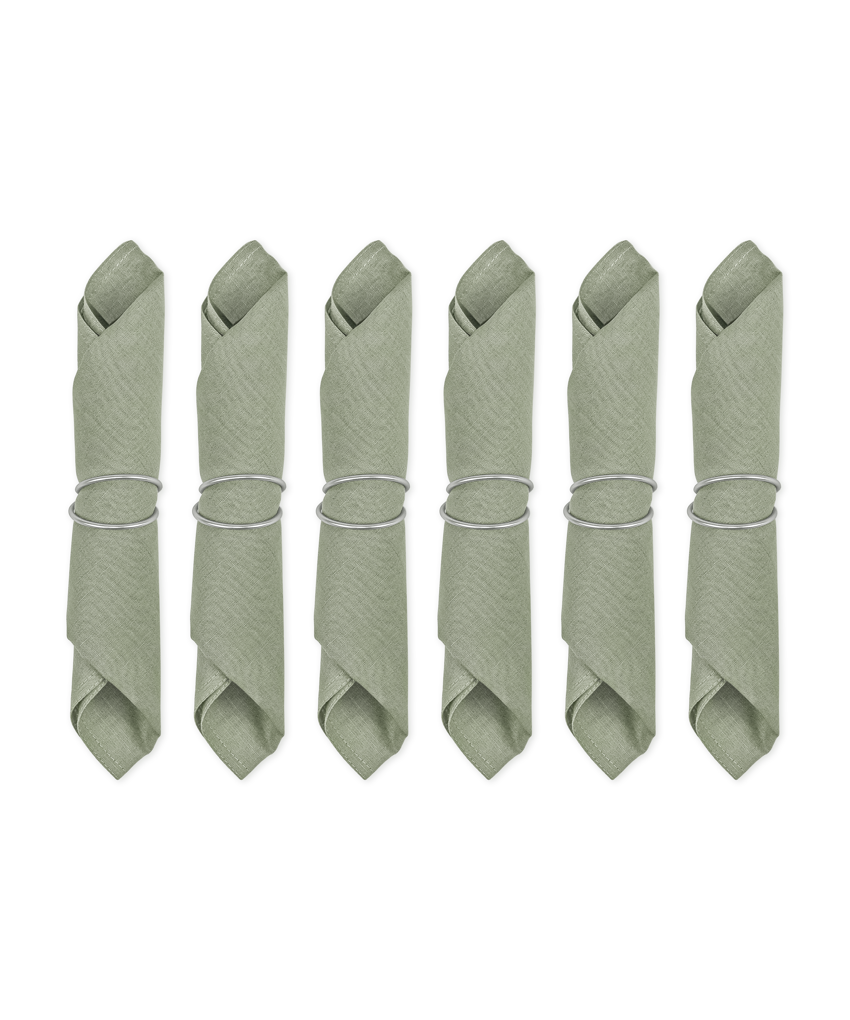 Sage green napkins with napkin ring, set of 6 | Kyla & Rina