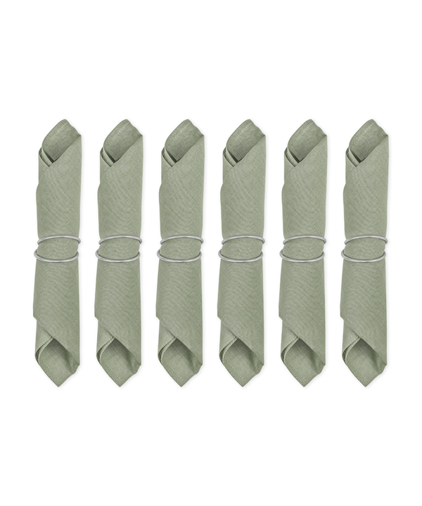 Sage green cotton linen napkins 40x40cm with napkin ring in a set of 6 | Kyla & Rina