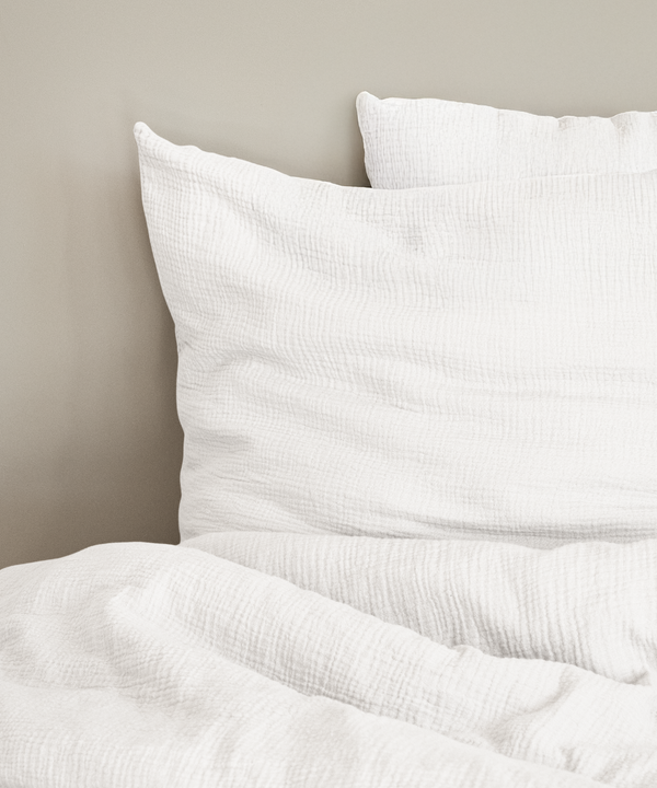White muslin double bed linen 200x200 + 80x80 | Haven