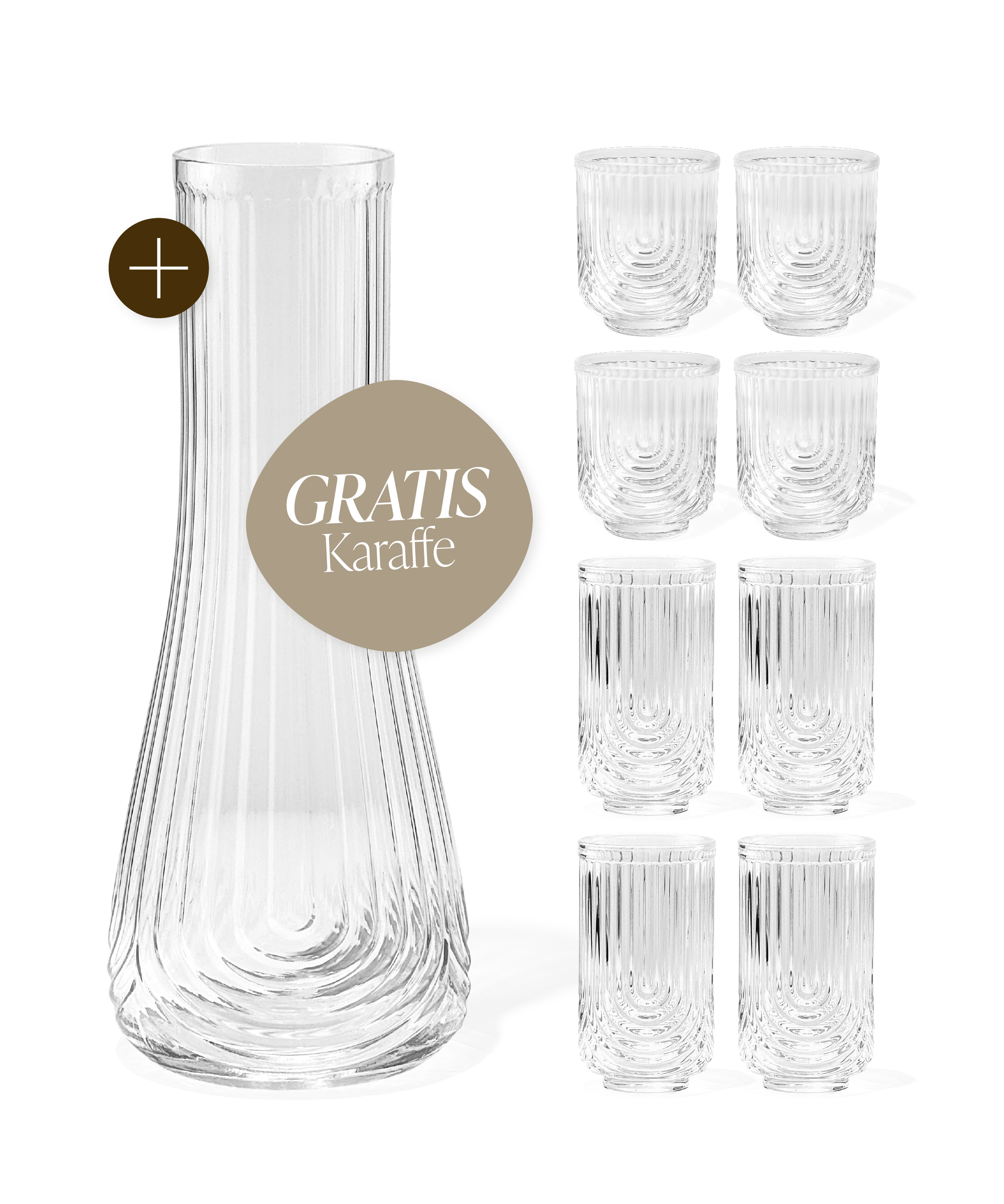8er Set kleines & großes Glas mit GRATIS Karaffe | Rom