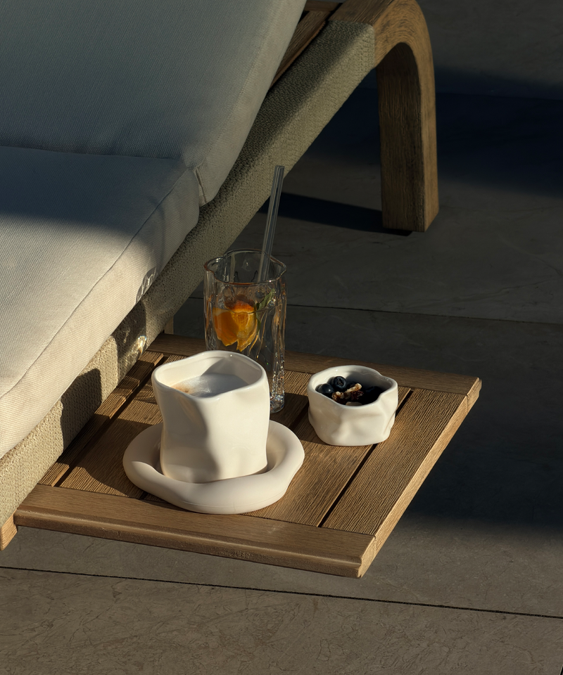 Silikon Untersetzer im organischen Design Beige aus der Serie Elou – Größenübersicht