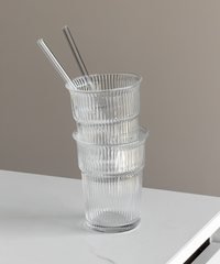 Ribbed Drinking Glass in To-Go Design | Liva