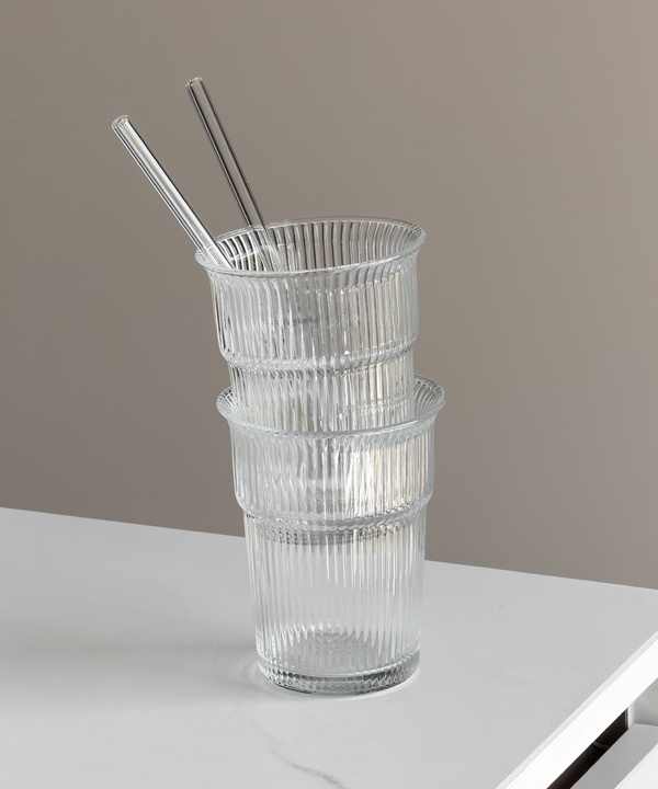 Ribbed Drinking Glass in To-Go Design | Liva