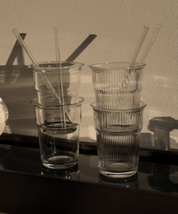 Ribbed Drinking Glass in To-Go Design | Liva