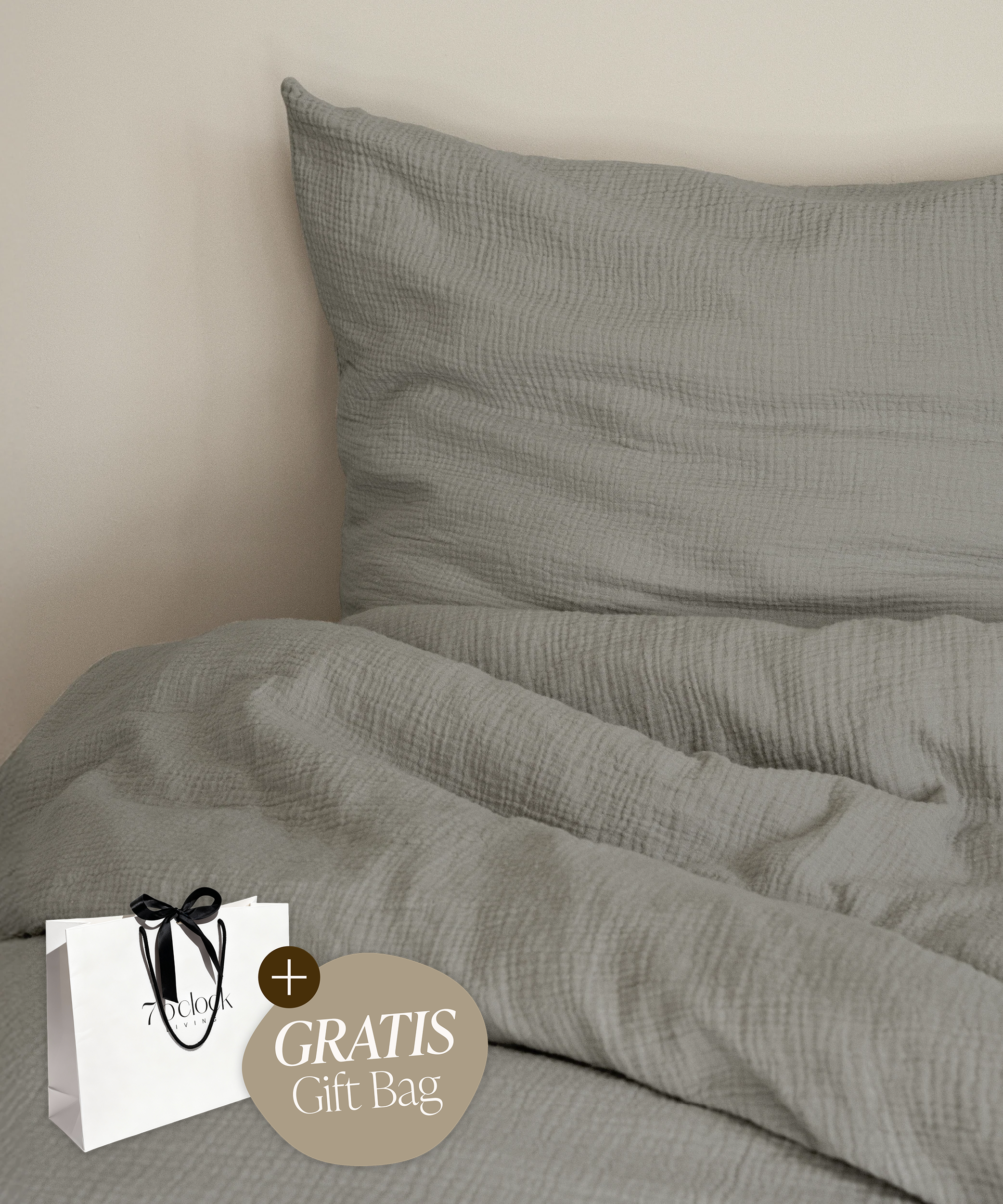 Light grey muslin single bed linen | Haven
