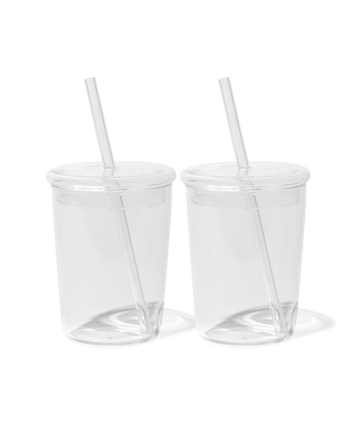 Trinkglas mit Deckel und Strohhalm im To-Go Design – liv collection von 7 O'CLOCK