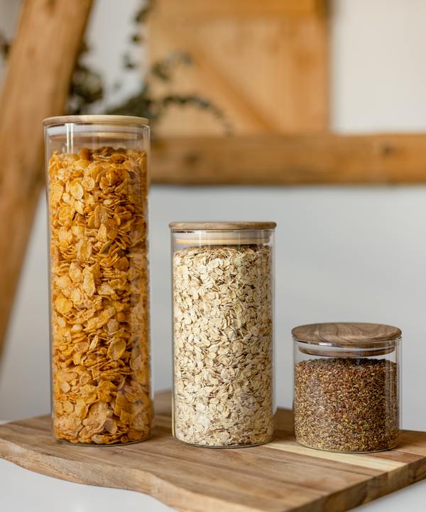 Large storage jar with acacia wood lid 2000ml | Caya